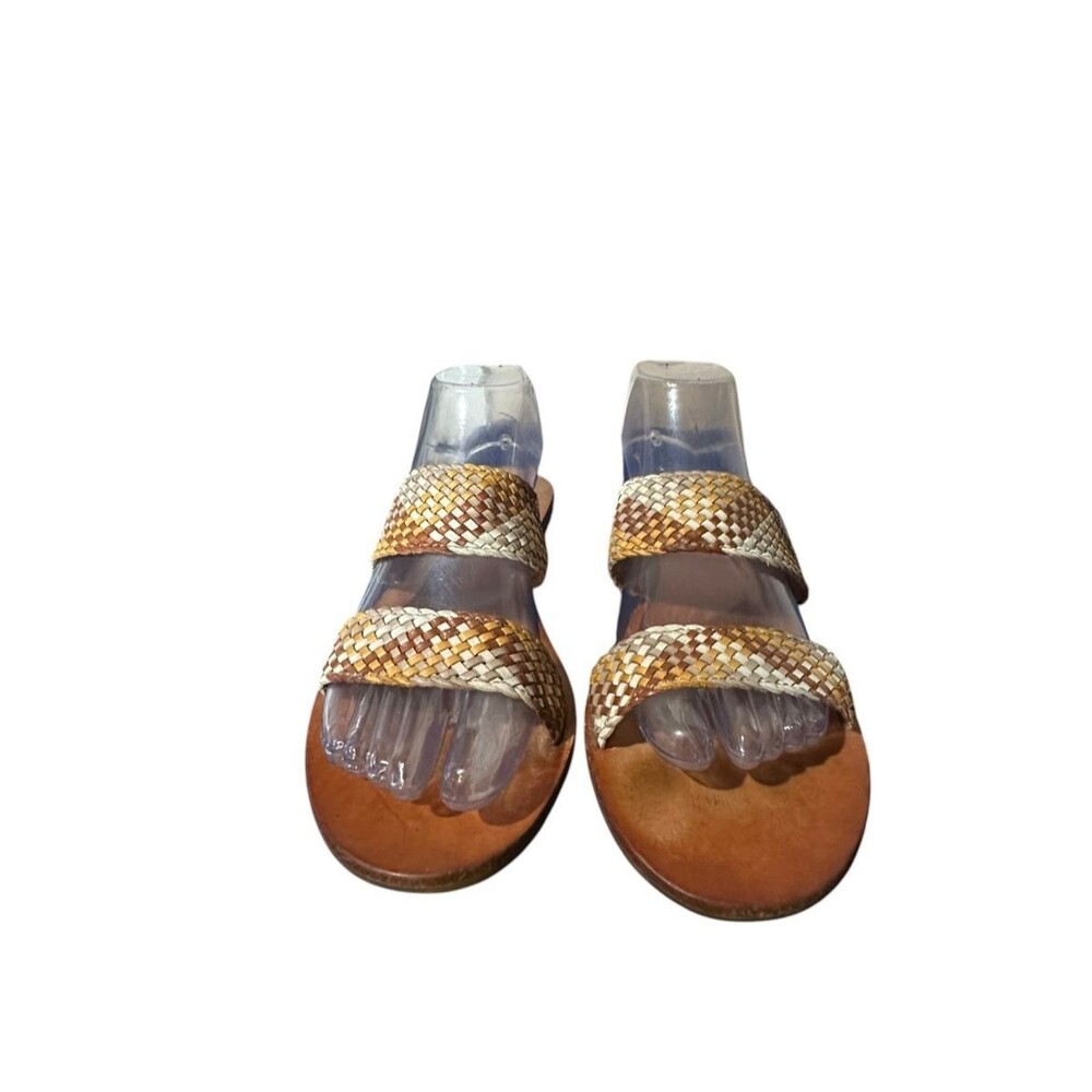 Frye Womens Ruth Woven Leather Multi Color Brown Slide Sandals Womens 9 M Boho